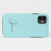 Pastel Türkis Solide Farbe | Minimalistischer Name Case-Mate iPhone Hülle (Rückseite (Horizontal))