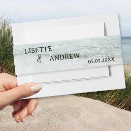 Pastel Turquoise Beach Wedding Einladungsbanderole