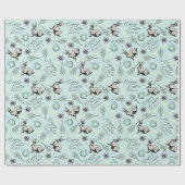 Pastel Turquoise Blue Happy Oaster Bunnies Geschenkpapier (Flach)