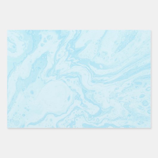 Pastel Turquoise Blue Marble Liquid Ink Muster Geschenkpapier Set (Vorderseite 2)