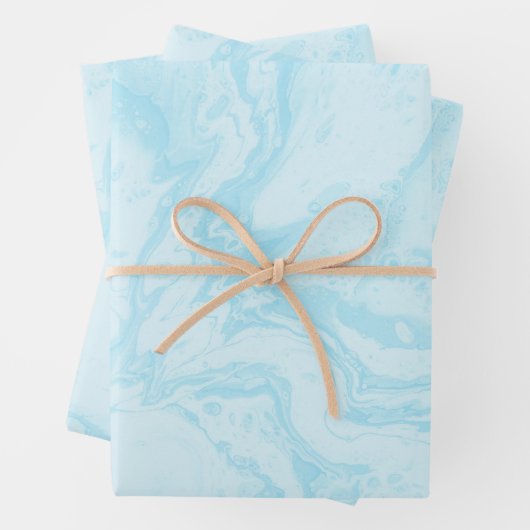 Pastel Turquoise Blue Marble Liquid Ink Muster Geschenkpapier Set (Beispiel)