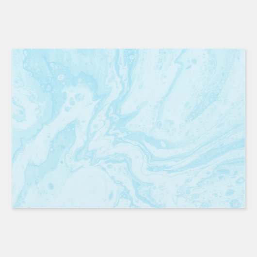 Pastel Turquoise Blue Marble Liquid Ink Muster Geschenkpapier Set (Vorderseite)