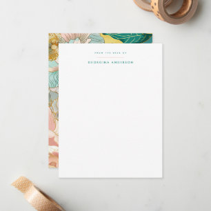 Pastel Turquoise Floral Personal Stationery Mitteilungskarte