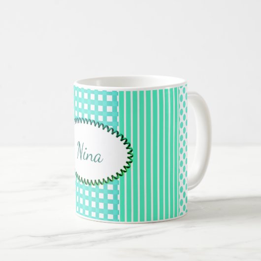 Pastel Turquoise Muster Mix Kaffeetasse (VorderseiteRechts)