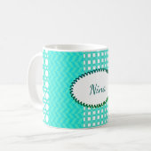 Pastel Turquoise Muster Mix Kaffeetasse (Vorderseite Links)