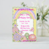 Pastel Turtle Geburtstag Einladungen Ankündigung (Stehend Vorderseite)