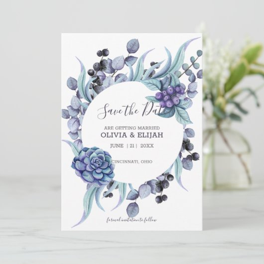 Pastel Twigs und Blume Save The Date (Stehend Vorderseite)