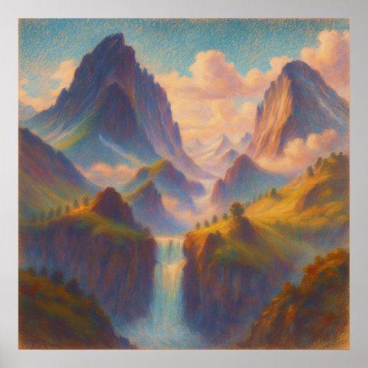 Pastel Twin Peaks - Malerische Landschaft Art Poster (Vorne)