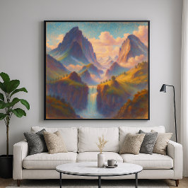 Pastel Twin Peaks - Malerische Landschaft Art Poster