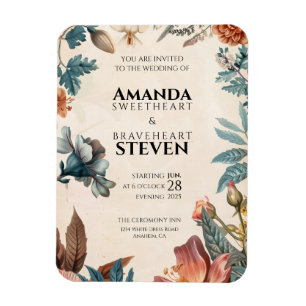 Pastel- und Blumenhochzeit Magnet