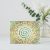 Pastel und Gold Choku Rei Symbol in Mandala Postkarte (Stehend Vorderseite)
