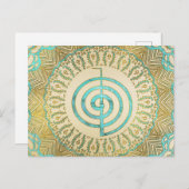 Pastel und Gold Choku Rei Symbol in Mandala Postkarte (Vorne/Hinten)