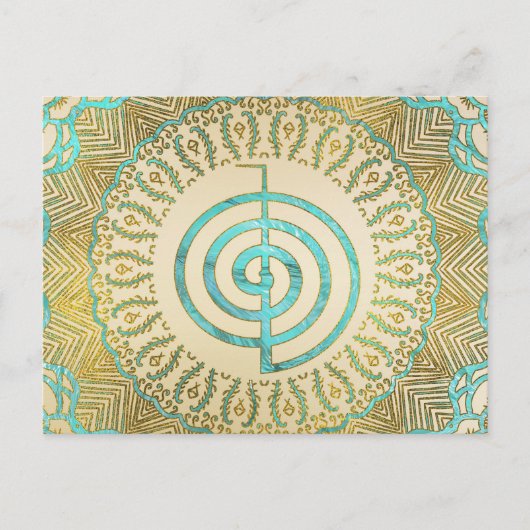 Pastel und Gold Choku Rei Symbol in Mandala Postkarte (Vorderseite)