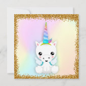 Pastel und Gold Glitzer Einhorn Geburtstag Einladung (Rückseite)