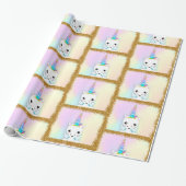 Pastel und Gold Glitzer Einhorn Geschenkpapier (Ungerollt)