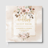 Pastel und Gold Herbst Florals Hochzeitsgast-Büche Gästebuch (Vorderseite)