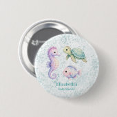 Pastel Under The Sea Baby Shower Geschenk Button (Vorne & Hinten)