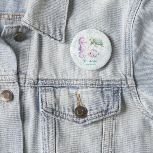 Pastel Under The Sea Baby Shower Geschenk Button (Beispiel)