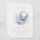 Pastel Underwater Crab Coral Costal Wedite Einladu Dankeskarte (Vorderseite)