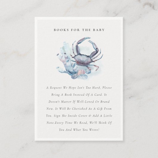 Pastel Underwater Crab Korallenbücher für Babydusc Begleitkarte (Vorderseite)