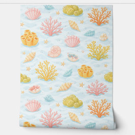 Pastel underwater sea life watercolor pattern tapete