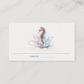 Pastel Underwater Seepferd Seetang Coral Wedding Platzkarte (Rückseite)