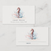 Pastel Underwater Seepferd Seetang Coral Wedding Platzkarte (Vorne/Hinten)