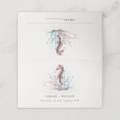 Pastel Underwater Seepferd Seetang Coral Wedding Platzkarte (Außenseite Aufgefaltet)