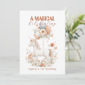 Pastel Unicorn 1. Geburtstag Einladung (Stehend Vorderseite)