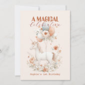 Pastel Unicorn 1. Geburtstag Einladung (Vorderseite)