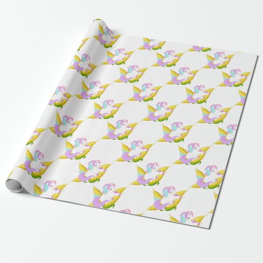 Pastel Unicorn auf dem Cob Geschenkpapier (Ungerollt)