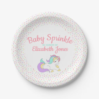 Pastel Unicorn Baby Sprinkle Pappteller