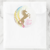 Pastel Unicorn Babyaufkleber Runder Aufkleber (Tasche)
