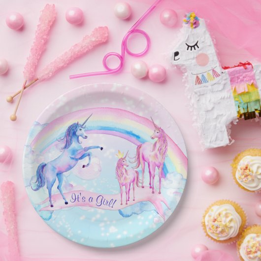 Pastel Unicorn Babydusche Teller (Party)