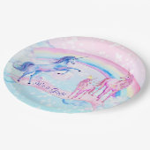 Pastel Unicorn Babydusche Teller (Schrägansicht)