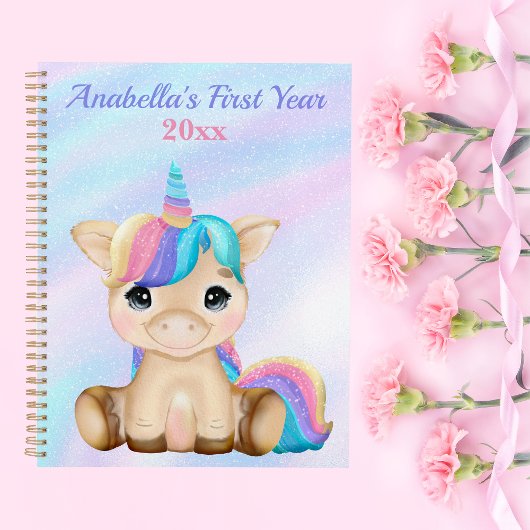 Pastel Unicorn Baby's First Year Foto Meilenstein Planer
