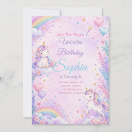 Pastel Unicorn Birthday Invitation Editable Einladung