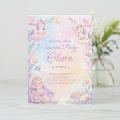 Pastel Unicorn Birthday Invitation Editable Einladung (Stehend Vorderseite)