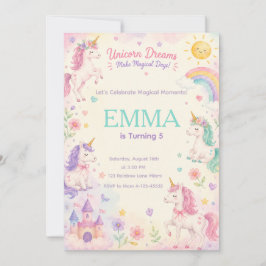 Pastel Unicorn Birthday Invitation Template Einladung