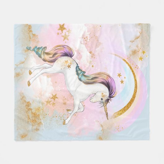 Pastel Unicorn Blanket Fleecedecke (Vorderseite (Horizontal))