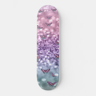 Pastel Unicorn Butterfly Glitzer Traum 3 Skateboard