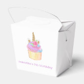 Pastel Unicorn Cupcake Pink Lila Geburtstag Geschenkschachtel (Rückseite)
