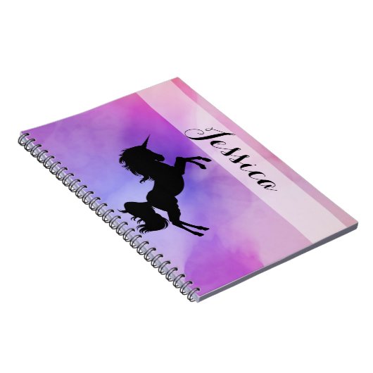 Pastel Unicorn Design Notebook mit Ihrem Namen Notizblock (Rechte Seite)