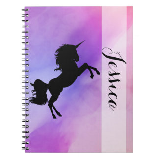 Pastel Unicorn Design Notebook mit Ihrem Namen Notizblock