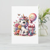 Pastel Unicorn Einladung (Stehend Vorderseite)