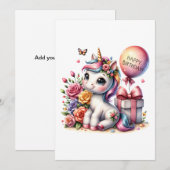 Pastel Unicorn Einladung (Vorne/Hinten)