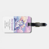 Pastel Unicorn, farbenfrohe Wolken, kundenspezifis Gepäckanhänger (Rückseite horizontal)