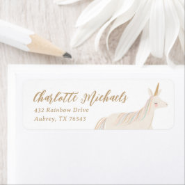 Pastel Unicorn Geburtstags-Rücksendeadresse