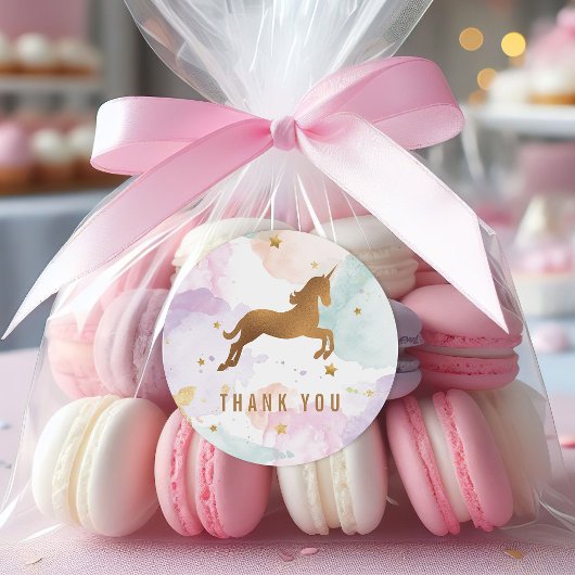 Pastel Unicorn Geburtstagsparty Danke Runder Aufkleber