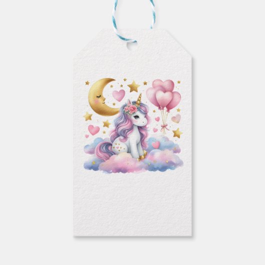 Pastel Unicorn Geschenkanhänger (Rückseite)